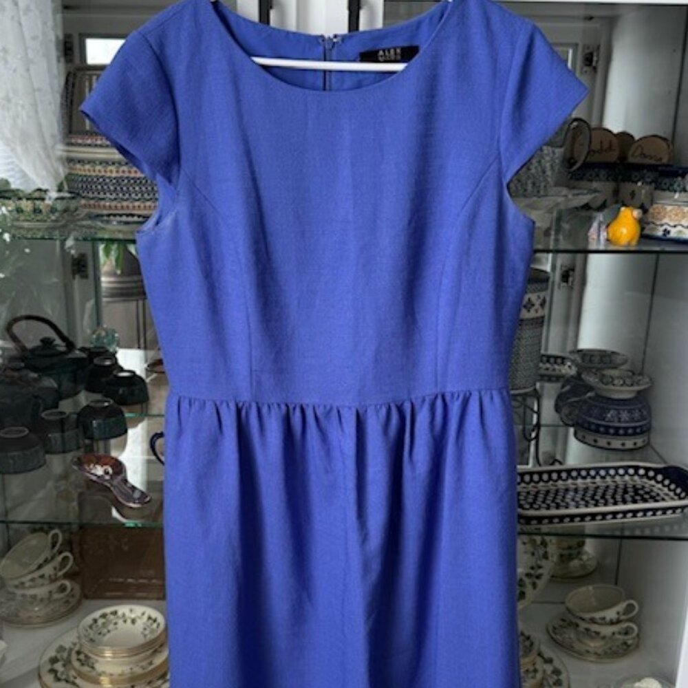 Alex Marie Women's Cap-Sleeve Blue/Purple Dress with Lace Bottom Hem, Size 12